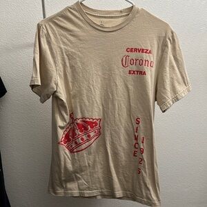 Corona Tan and Red Short Sleeve Tee Casual Graphic Design